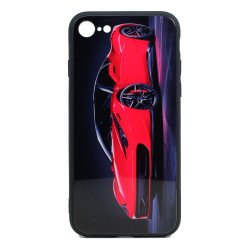 iPhone SE (2020) / 8 / 7 Design Tempered Glass Hybrid Case (Red Race Car)